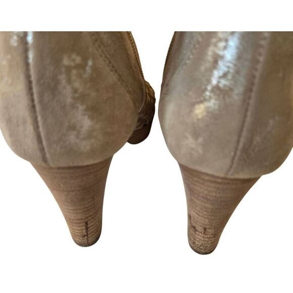 Paul Green Womens Suede Metallic Perforated Tracy Heel Booties Platinum Size 8 - Picture 6 of 12